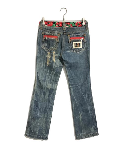 DOLCE & GABBANA（ドルチェ＆ガッバーナ）DOLCE & GABBANA (ドルチェ＆ガッバーナ) ダメージ加工切替フレアデニムパンツ インディゴ サイズ:40の古着・服飾アイテム
