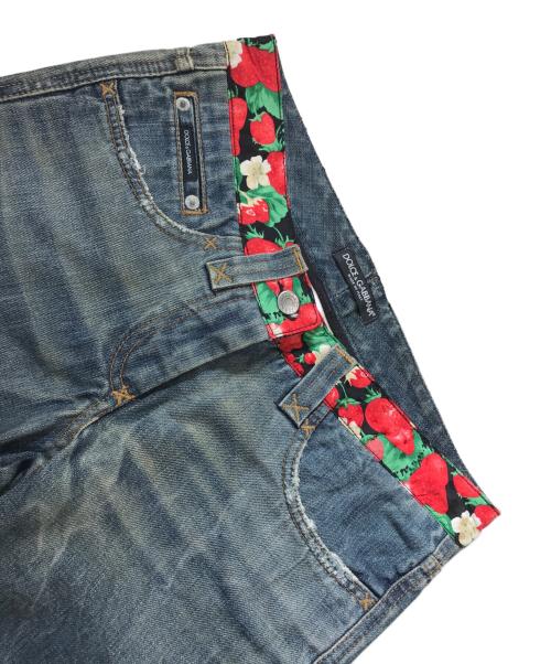 DOLCE & GABBANA（ドルチェ＆ガッバーナ）DOLCE & GABBANA (ドルチェ＆ガッバーナ) ダメージ加工切替フレアデニムパンツ インディゴ サイズ:40の古着・服飾アイテム