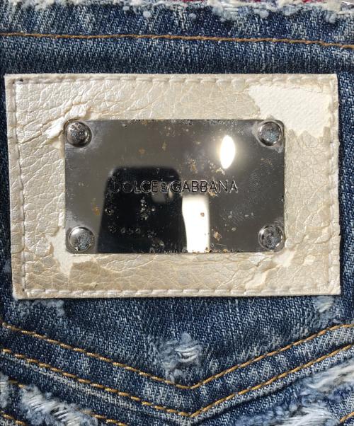 DOLCE & GABBANA（ドルチェ＆ガッバーナ）DOLCE & GABBANA (ドルチェ＆ガッバーナ) ダメージ加工切替フレアデニムパンツ インディゴ サイズ:40の古着・服飾アイテム