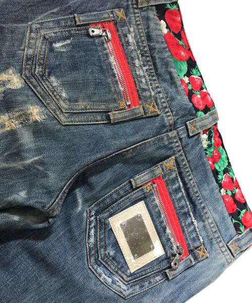 DOLCE & GABBANA（ドルチェ＆ガッバーナ）DOLCE & GABBANA (ドルチェ＆ガッバーナ) ダメージ加工切替フレアデニムパンツ インディゴ サイズ:40の古着・服飾アイテム