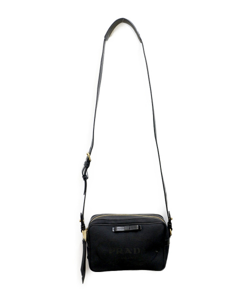 PRADA（プラダ）PRADA (プラダ) ロゴジャガードショルダーバッグ ブラックの古着・服飾アイテム