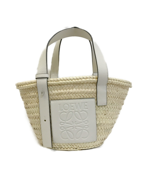 LOEWE（ロエベ）LOEWE (ロエベ) バスケットバッグ スモール (ヤシの葉&カーフ) ナチュラル×ホワイト A223S93X04 412101の古着・服飾アイテム