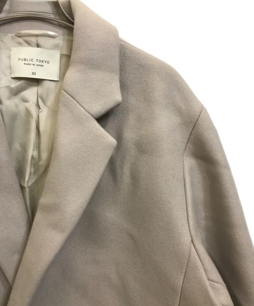 PUBLIC TOKYO（パブリックトウキョウ）PUBLIC TOKYO (パブリックトウキョウ) スーパー140'sウール/メルトンダブルチェスターコート ベージュ サイズ:SIZE 2の古着・服飾アイテム
