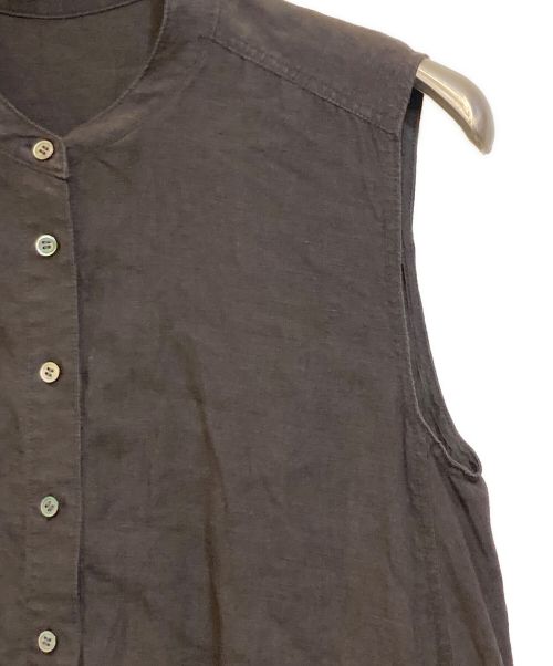 ROPE（ロペ）ROPE (ロペ) テレデランリネンバンドカラーAラインシャツワンピース ブラウン サイズ:38の古着・服飾アイテム