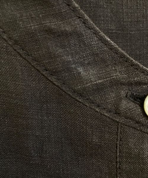 ROPE（ロペ）ROPE (ロペ) テレデランリネンバンドカラーAラインシャツワンピース ブラウン サイズ:38の古着・服飾アイテム