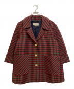 GUCCIグッチ）の古着「ハウンドトゥースウールコート」｜グリーン×レッド