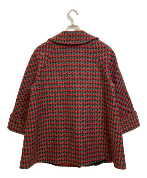 GUCCI（グッチ）GUCCI (グッチ) ハウンドトゥースウールコート グリーン×レッド サイズ:40の古着・服飾アイテム
