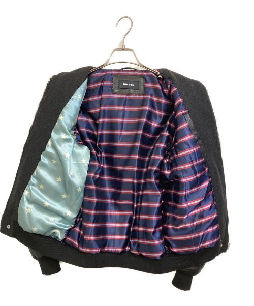 DIESEL（ディーゼル）DIESEL (ディーゼル) レザー切替ウールブルゾン ブラック サイズ:Sの古着・服飾アイテム