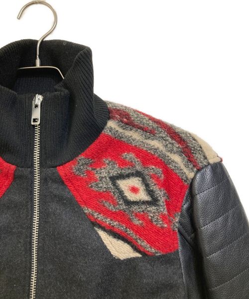 DIESEL（ディーゼル）DIESEL (ディーゼル) レザー切替ウールブルゾン ブラック サイズ:Sの古着・服飾アイテム