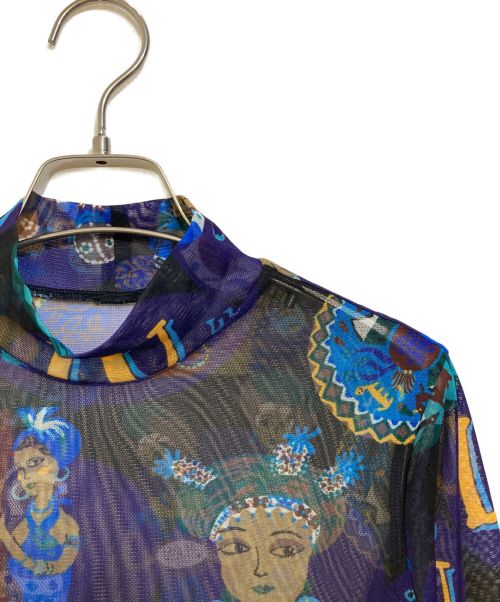 TOKUKO1erVOL（トクコプルミエヴォル）TOKUKO1erVOL (トクコプルミエヴォル) 総柄シアーカットソー パープル サイズ:SIZE 9の古着・服飾アイテム