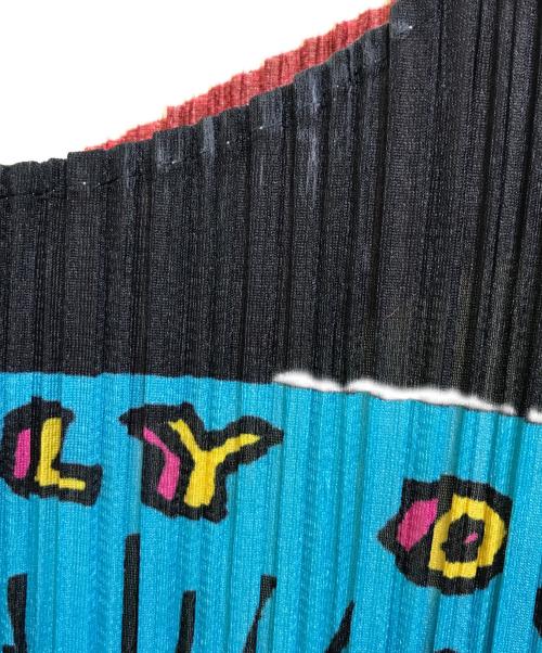 PLEATS PLEASE（プリーツプリーズ）PLEATS PLEASE (プリーツプリーズ) 転写プリントプリーツワンピース スカイブルー サイズ:3の古着・服飾アイテム