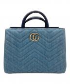 GUCCIグッチ）の古着「GGマーモント 2WAYキルトハンドバッグ」｜インディゴ