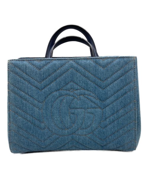 GUCCI（グッチ）GUCCI (グッチ) GGマーモント 2WAYキルトハンドバッグ インディゴの古着・服飾アイテム