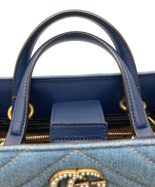 GUCCI（グッチ）GUCCI (グッチ) GGマーモント 2WAYキルトハンドバッグ インディゴの古着・服飾アイテム