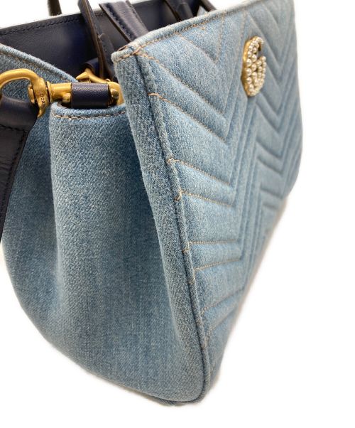 GUCCI（グッチ）GUCCI (グッチ) GGマーモント 2WAYキルトハンドバッグ インディゴの古着・服飾アイテム