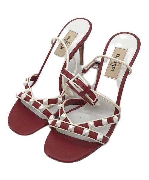 VALENTINO（ヴァレンティノ）VALENTINO (ヴァレンティノ) スタッズサンダル レッド サイズ:35の古着・服飾アイテム