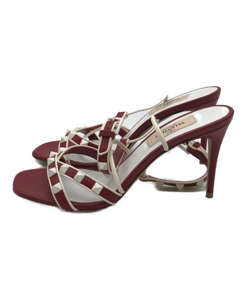 VALENTINO（ヴァレンティノ）VALENTINO (ヴァレンティノ) スタッズサンダル レッド サイズ:35の古着・服飾アイテム