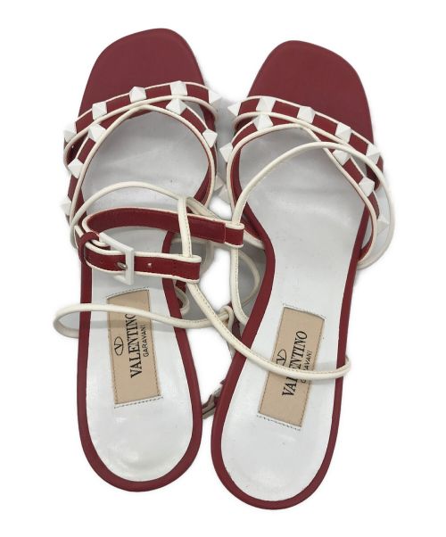 VALENTINO（ヴァレンティノ）VALENTINO (ヴァレンティノ) スタッズサンダル レッド サイズ:35の古着・服飾アイテム