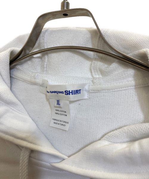 COMME des GARCONS SHIRT（コムデギャルソンシャツ）COMME des GARCONS SHIRT (コムデギャルソンシャツ) Invader Hooded Sweatshirt プルオーバーパーカー ホワイト サイズ:XLの古着・服飾アイテム