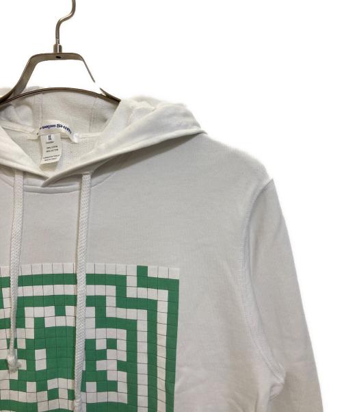 COMME des GARCONS SHIRT（コムデギャルソンシャツ）COMME des GARCONS SHIRT (コムデギャルソンシャツ) Invader Hooded Sweatshirt プルオーバーパーカー ホワイト サイズ:XLの古着・服飾アイテム