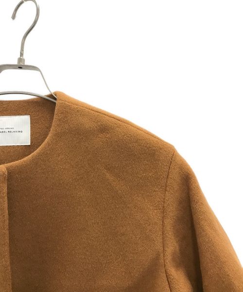 green label relaxing（グリーンレーベルリラクシング）green label relaxing (グリーンレーベルリラクシング) アンゴラビーバー スリット ノーカラー コート ブラウン サイズ:36の古着・服飾アイテム