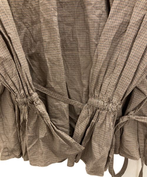 6(ROKU) BEAUTY&YOUTH（ロク ビューティーアンドユース）6(ROKU) BEAUTY&YOUTH (ロク ビューティーアンドユース) HOUNDSTOOTH TUNIC ブラウン サイズ:36の古着・服飾アイテム