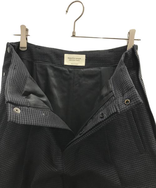 beautiful people（ビューティフルピープル）beautiful people (ビューティフルピープル) double-end gingham cloth track pants ブラック サイズ:40の古着・服飾アイテム