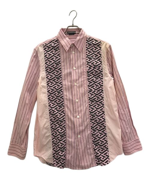VERSACE（ヴェルサーチェ）VERSACE (ヴェルサーチ) ラグレカ ストライプシャツ ピンク サイズ:44の古着・服飾アイテム