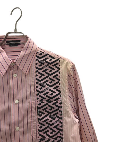 VERSACE（ヴェルサーチェ）VERSACE (ヴェルサーチ) ラグレカ ストライプシャツ ピンク サイズ:44の古着・服飾アイテム