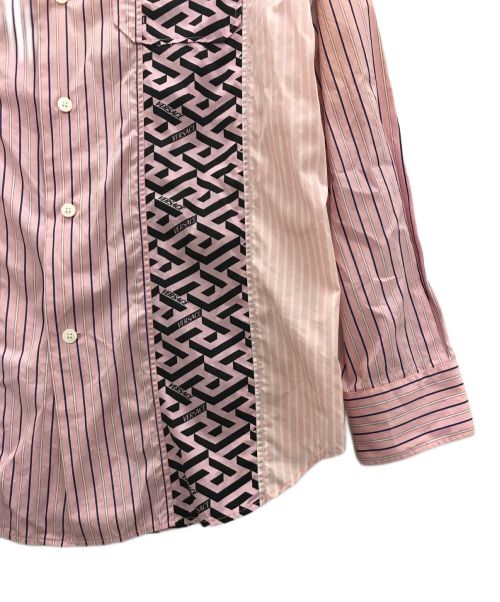 VERSACE（ヴェルサーチェ）VERSACE (ヴェルサーチ) ラグレカ ストライプシャツ ピンク サイズ:44の古着・服飾アイテム