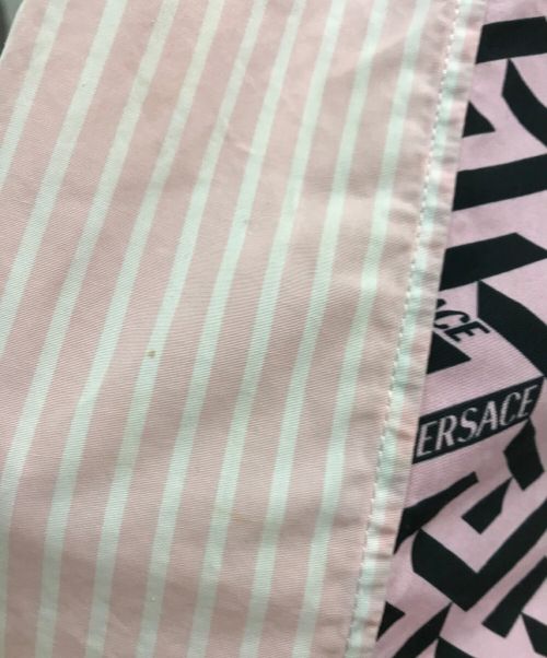 VERSACE（ヴェルサーチェ）VERSACE (ヴェルサーチ) ラグレカ ストライプシャツ ピンク サイズ:44の古着・服飾アイテム
