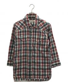 REMI RELIEF（レミレリーフ）の古着「コットンリネンシャツ」｜グリーン×レッド