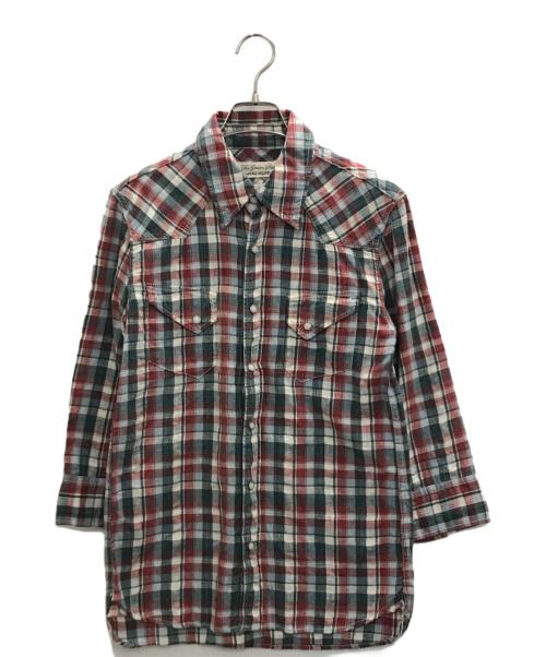 REMI RELIEF（レミレリーフ）REMI RELIEF (レミレリーフ) コットンリネンシャツ グリーン×レッド サイズ:Sの古着・服飾アイテム