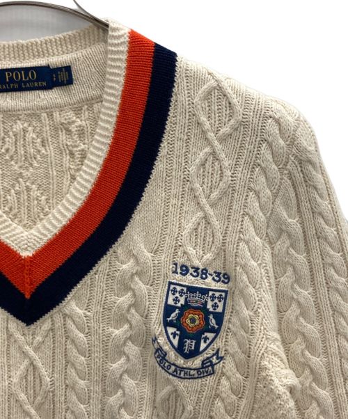 POLO RALPH LAUREN（ポロ・ラルフローレン）POLO RALPH LAUREN (ポロ・ラルフローレン) Shield-patch Cricket Sweater アイボリー サイズ:Sの古着・服飾アイテム