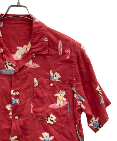 PAPAS（パパス）PAPAS (パパス) リネンアロハシャツ レッド サイズ:Mの古着・服飾アイテム