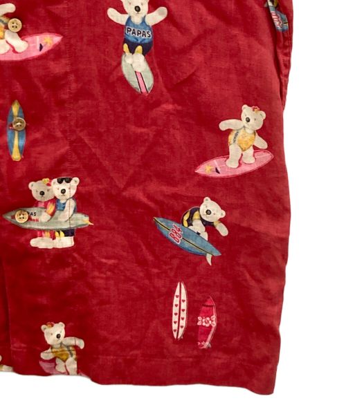 PAPAS（パパス）PAPAS (パパス) リネンアロハシャツ レッド サイズ:Mの古着・服飾アイテム