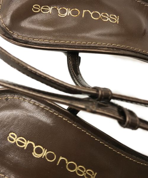 sergio rossi（セルジオロッシ）sergio rossi (セルジオロッシ) アンクルストラップサンダル ブロンズ サイズ:37の古着・服飾アイテム