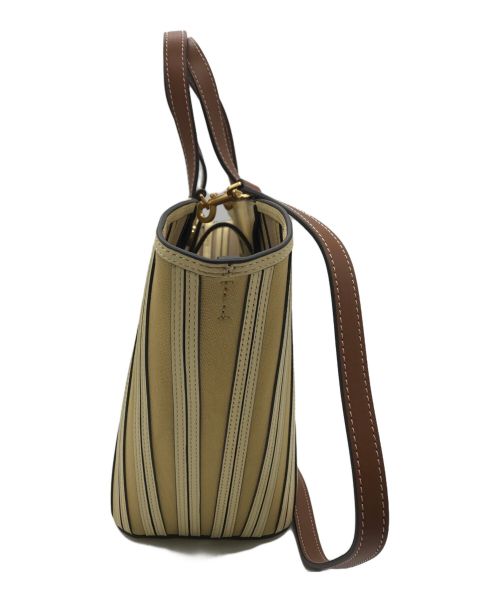TORY BURCH（トリーバーチ）TORY BURCH (トリーバーチ) Mcgraw Canvas Panel Carryall Tote トートバッグ イエロー×ベージュの古着・服飾アイテム