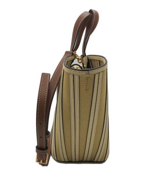 TORY BURCH（トリーバーチ）TORY BURCH (トリーバーチ) Mcgraw Canvas Panel Carryall Tote トートバッグ イエロー×ベージュの古着・服飾アイテム