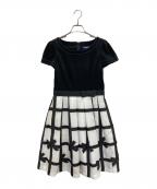 M'S GRACYエムズグレイシー）の古着「ドッキングワンピース」｜ブラック×ホワイト