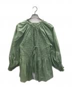 KiiRAキーラ）の古着「ギャザーブラウス」｜グリーン
