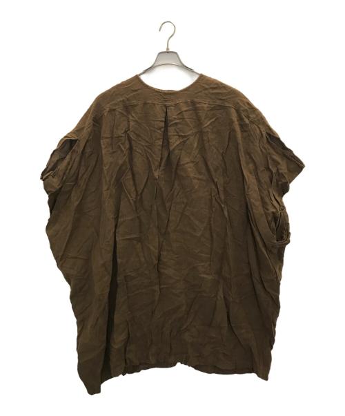 nest Robe（ネストローブ）nest Robe (ネストローブ) リネンツイストスリーブ前開きワンピース ブラウン サイズ:FREEの古着・服飾アイテム
