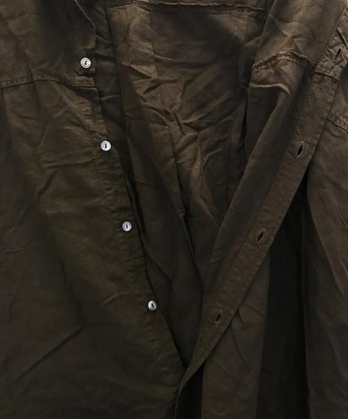 nest Robe（ネストローブ）nest Robe (ネストローブ) リネンツイストスリーブ前開きワンピース ブラウン サイズ:FREEの古着・服飾アイテム