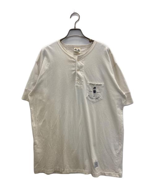 GLAD HAND（グラッドハンド）GLAD HAND (グラッドハンド) ヘンリーネックカットソー ホワイト サイズ:XLの古着・服飾アイテム