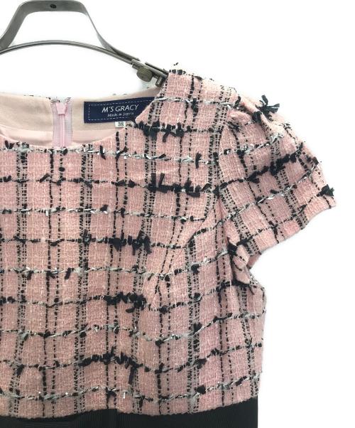 M'S GRACY（エムズグレイシー）M'S GRACY (エムズグレイシー) ツイードワンピース ピンク サイズ:38の古着・服飾アイテム