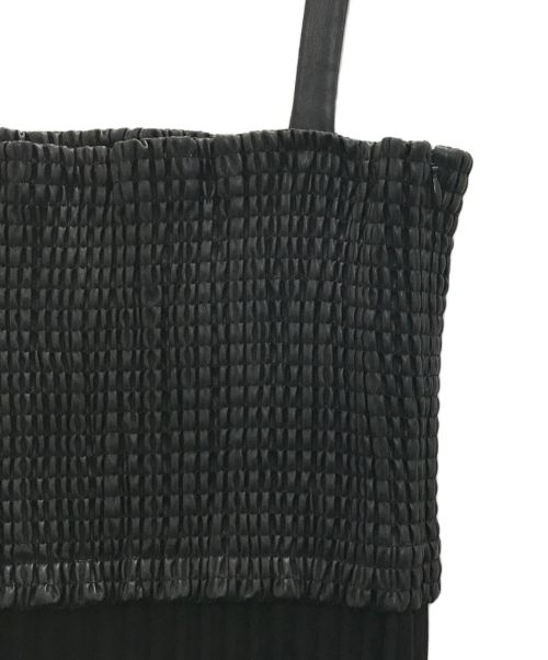 PROENZA SCHOULER（プロエンザ スクーラー）Proenza Schouler (プロエンザ スクーラー) レザー切替プリーツワンピース ブラック サイズ:2の古着・服飾アイテム