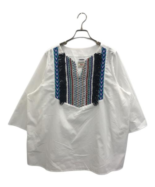 Coohem（コーヘン）Coohem (コーヘン) ウォッシャブルボヘミアンツイードプルオーバーシャツ ホワイト サイズ:Lの古着・服飾アイテム