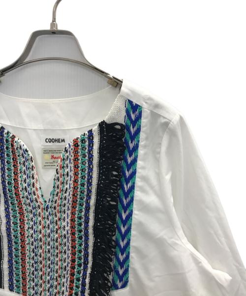 Coohem（コーヘン）Coohem (コーヘン) ウォッシャブルボヘミアンツイードプルオーバーシャツ ホワイト サイズ:Lの古着・服飾アイテム