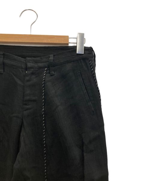 YOHJI YAMAMOTO（ヨウジヤマモト）YOHJI YAMAMOTO (ヨウジヤマモト) ステッチリネンパンツ ブラック サイズ:1の古着・服飾アイテム