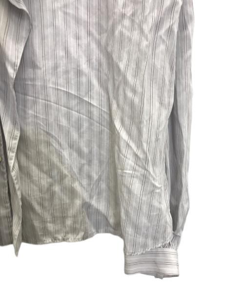 MACPHEE（マカフィー）MACPHEE (マカフィー) ソフトストライプ フロントドレープブラウス スカイブルー サイズ:36の古着・服飾アイテム